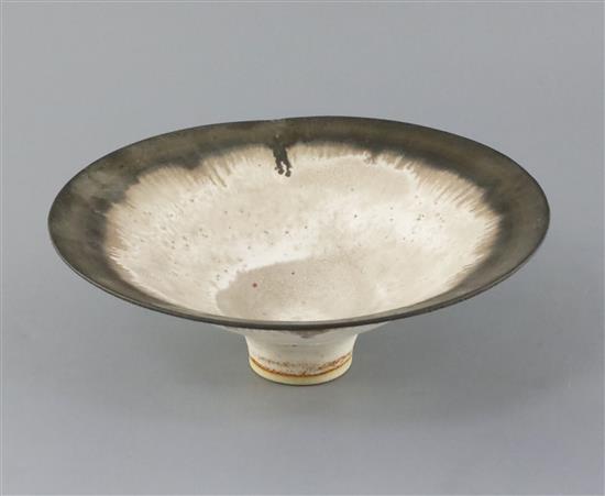 Dame Lucie Rie (1902-1995). A fine stoneware conical bowl, 25.5cm diameter, H. 9cm